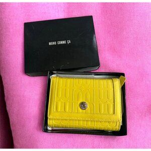 MONO COMME CA Yellow Logo Snap Wallet NEW in box